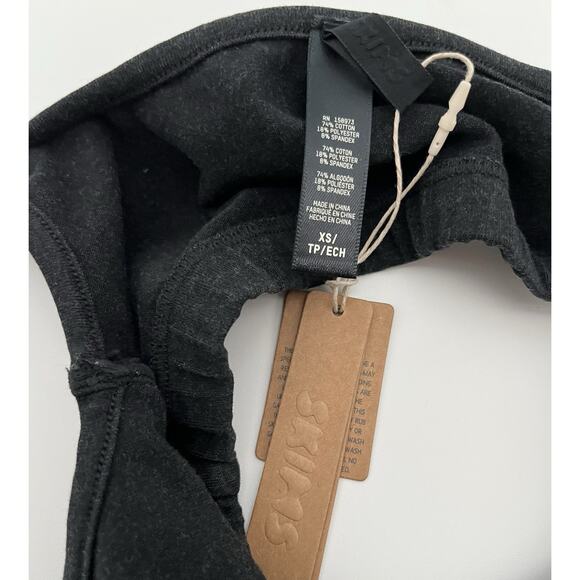 Skims XS Scoop Bralette Cropped Tank Top in Washed Onyx Black NWT Brand New - Picture 4 of 7